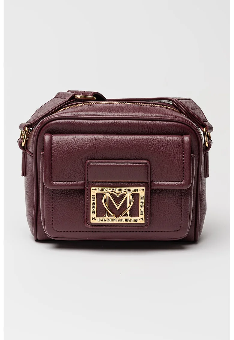 Geanta crossbody de piele ecologica cu buzunar frontal cu clapa, Violet tyrian
