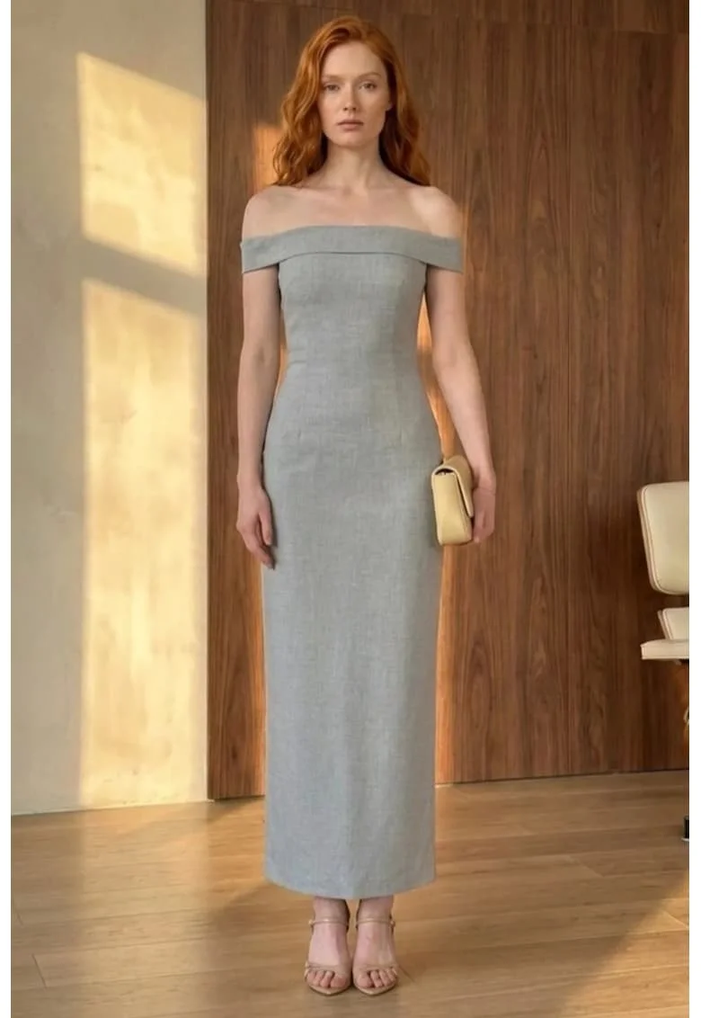 Rochie Maxi Bodycon  Gri, Crep