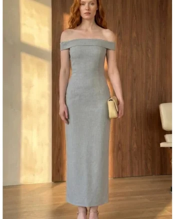 Rochie Maxi Bodycon  Gri, Crep
