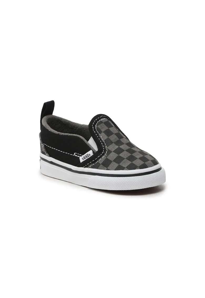 Tenisi slip-on cu model in carouri, Gri