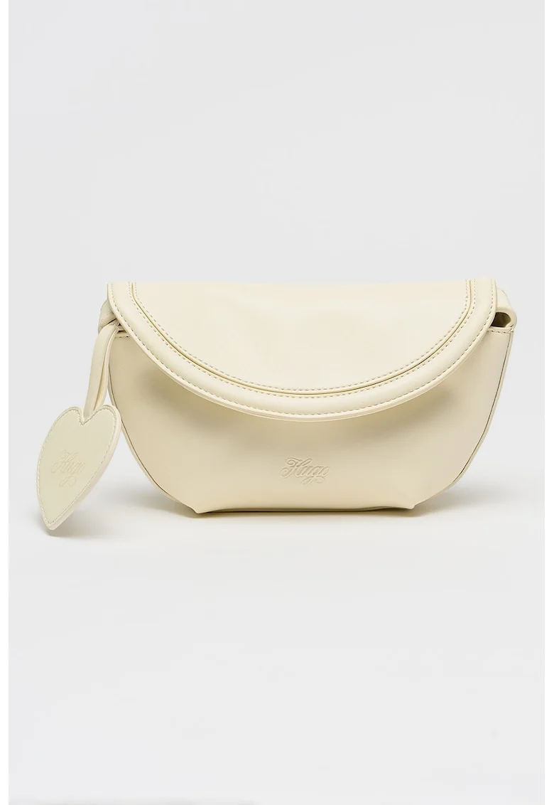 Geanta crossbody cu oglinda in forma de inima Twila, Alb fildes
