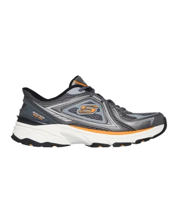 Pantofi sport slip-ins cu insertii din piele Stamina Sport-Kordae, Negru/Portocaliu/Gri inchis
