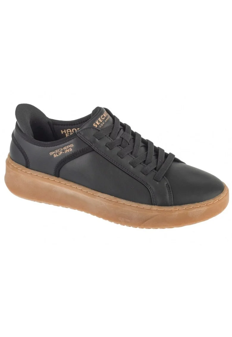 Tenisi barbati,  Court Break, slip-on, negru, piele ecologica