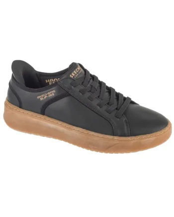 Tenisi barbati,  Court Break, slip-on, negru, piele ecologica