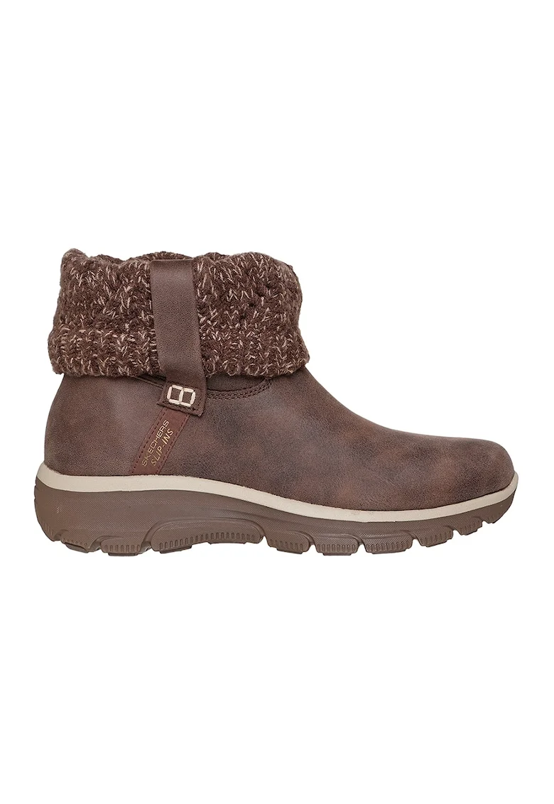 Cizme slip-ins de piele ecologica, Maro