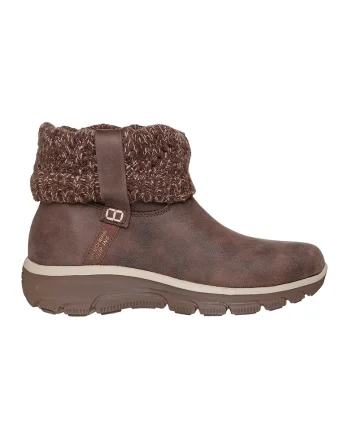 Cizme slip-ins de piele ecologica, Maro