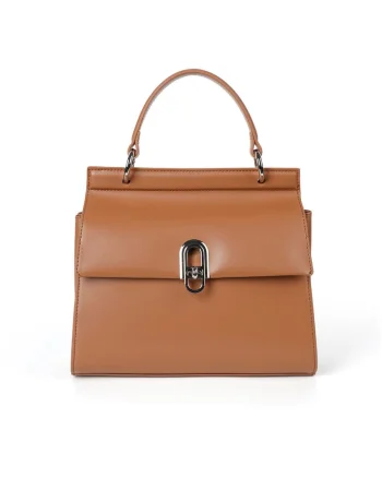 Geanta crossbody din piele Jestine, Beige inchis, 25 cm x 23 cm x 11 cm