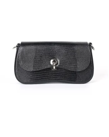 Geantă din piele crossbody Cherrie, Negru, 24.5 cm x 13 cm x 6 cm