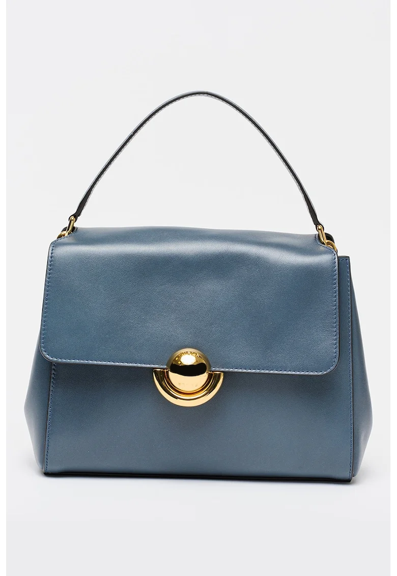 Geanta crossbody din piele cu bareta ajustabila Domus, Albastru inchis