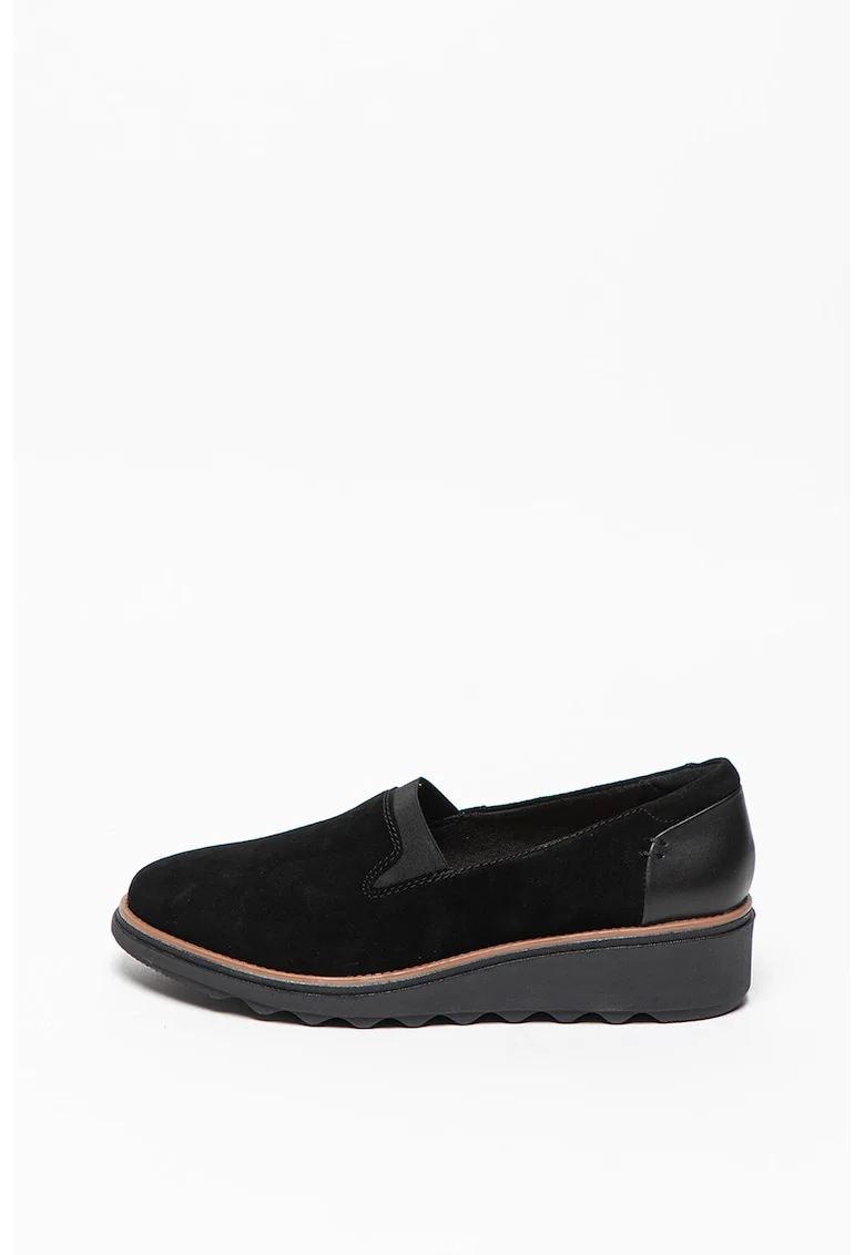 Pantofi loafer slip-on wedge de piele intoarsa Sharon Dolly