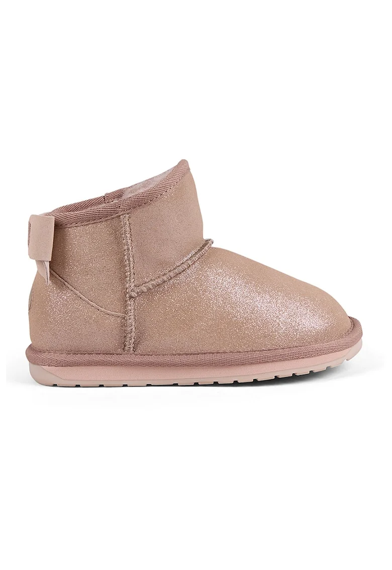 Ghete slip-on de piele intoarsa cu aspect stralucitor, Maro camel