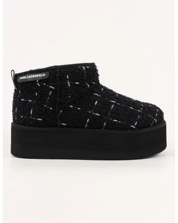 Ghete flatform slip-on, Alb/Negru