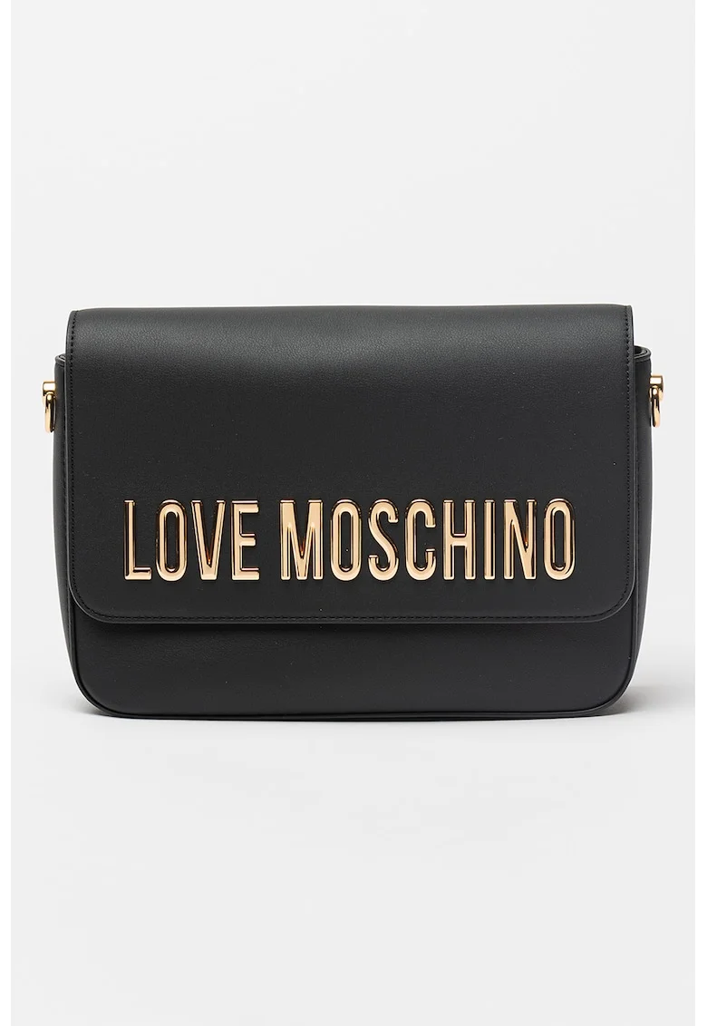 Geanta crossbody cu logo, Negru