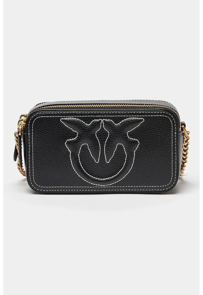 Geanta crossbody de piele cu cusaturi contrastante Carrie, Negru