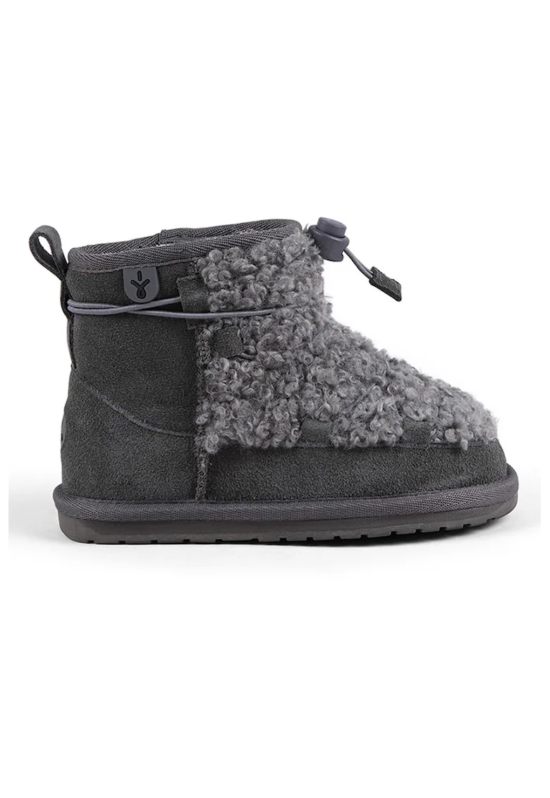 Ghete slip-on de piele intoarsa cu garnituri de lana Mauboy, Gri antracit