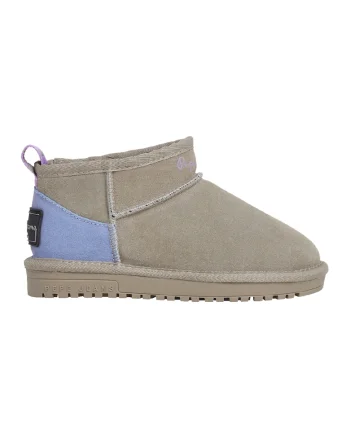 Ghete slip-on din piele intoarsa, Albastru lavanda/Maro taupe deschis