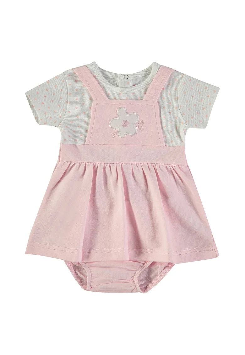 Rochie din bumbac cu chiloti, Gri deschis/Roz pastel