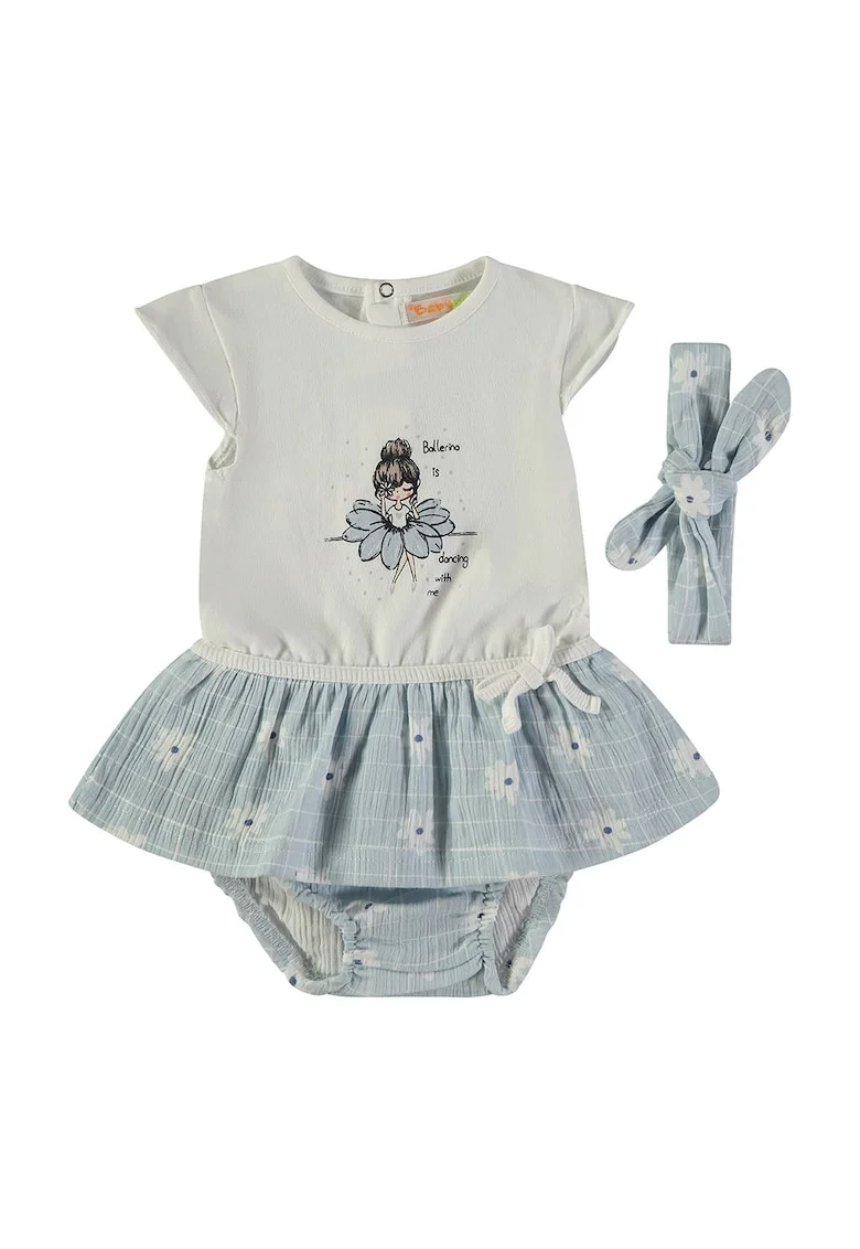 Rochie cu chiloti si bentita, Albastru pastel/Gri deschis