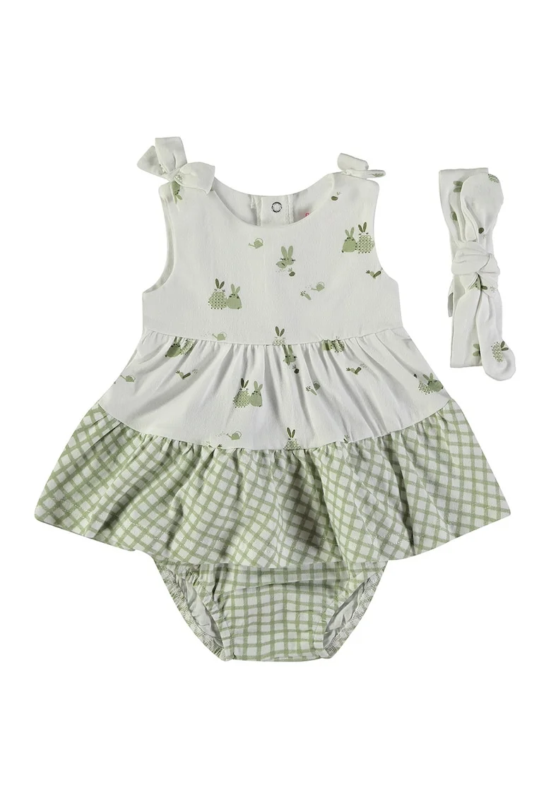 Rochie cu chiloti si bentita, Gri deschis/Verde sparanghel