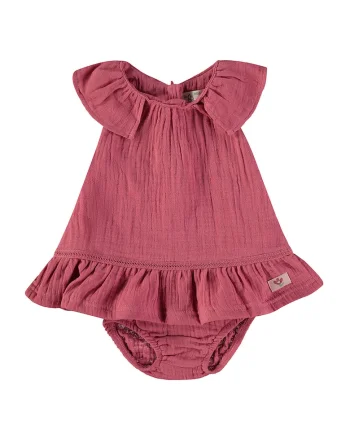 Rochie din bumbac cu chiloti, Rosu prafuit