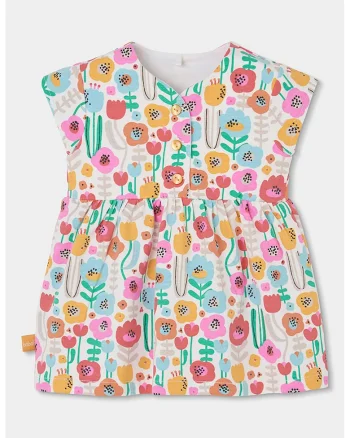 Set de rochie din amestec de bumbac si chiloti, Rosu/Alb/Galben