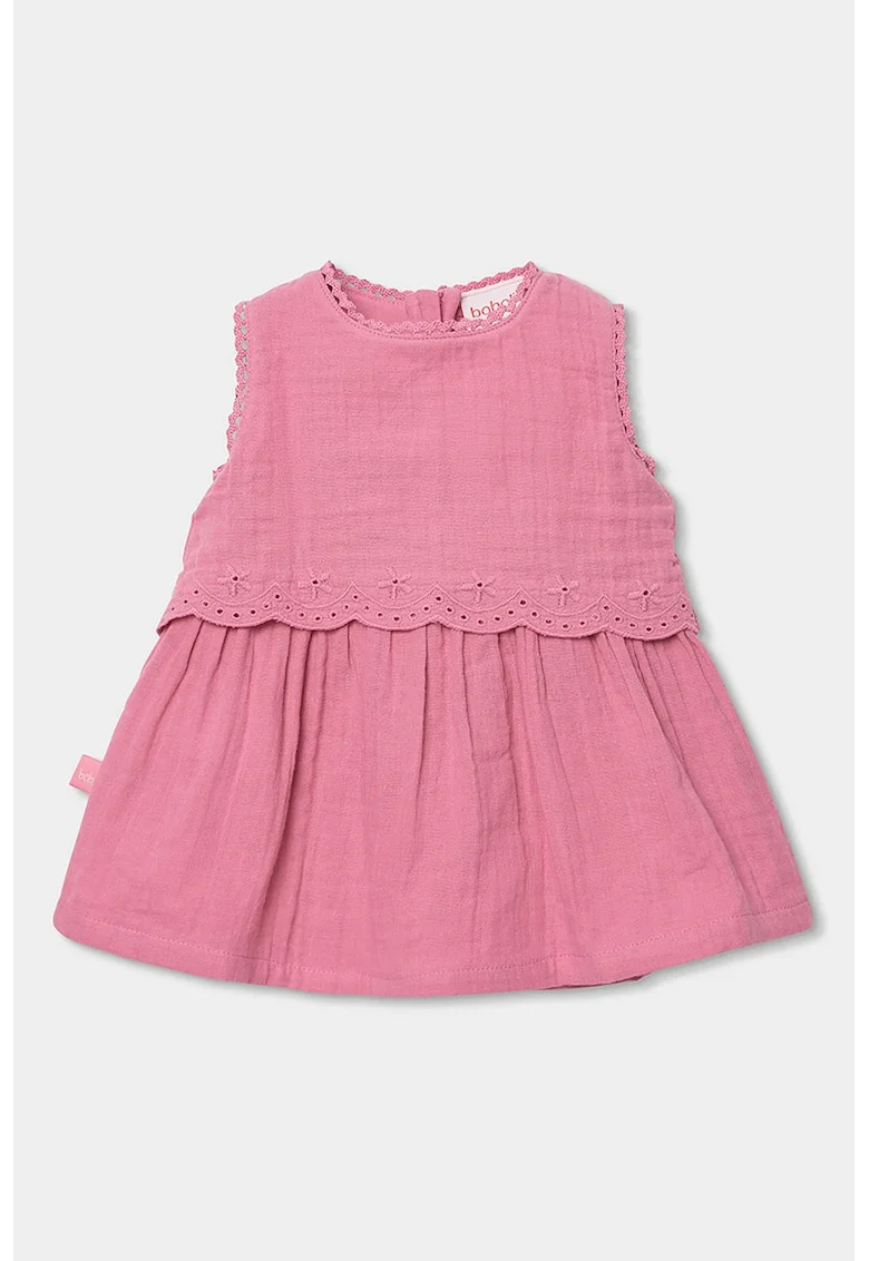 Set de rochie din bumbac si chiloti, Roz