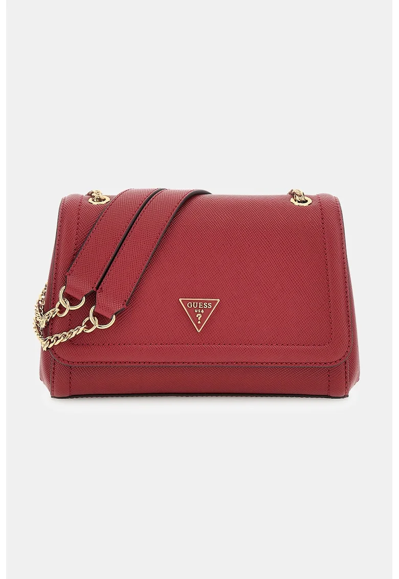 Geanta crossbody din piele ecologica cu bareta din lant Noelle, Rosu vermillion