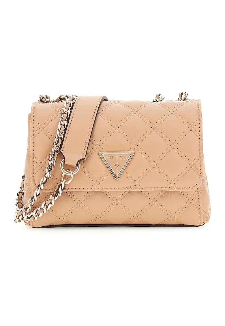 Geanta crossbody din piele ecologica cu aspect matlasat, Bej