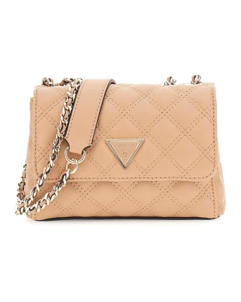 Geanta crossbody din piele ecologica cu aspect matlasat, Bej
