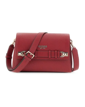 Geanta crossbody de piele ecologica, Negru/Rosu inchis