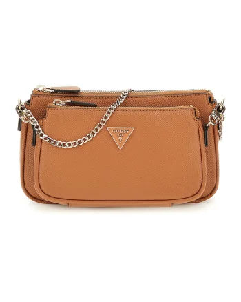 Geanta crossbody din piele ecologica cu etui detasabil, Caramel