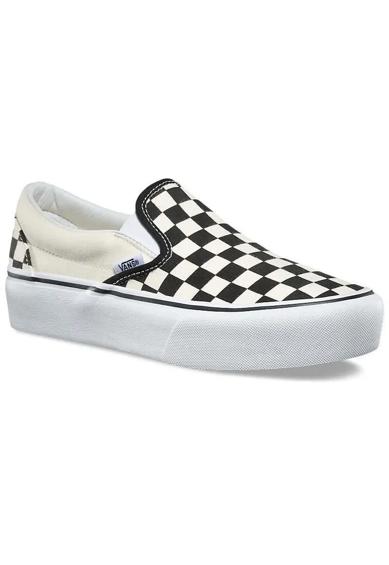 Tenisi  Ua Classic Slip On Platform, Carouri, Piele, Alb/Negru