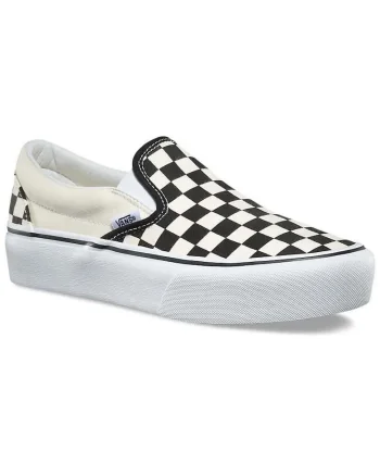 Tenisi  Ua Classic Slip On Platform, Carouri, Piele, Alb/Negru