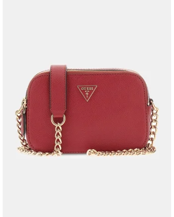 Geanta crossbody din piele ecologica cu doua compartimente Noelle, Rosu vermillion