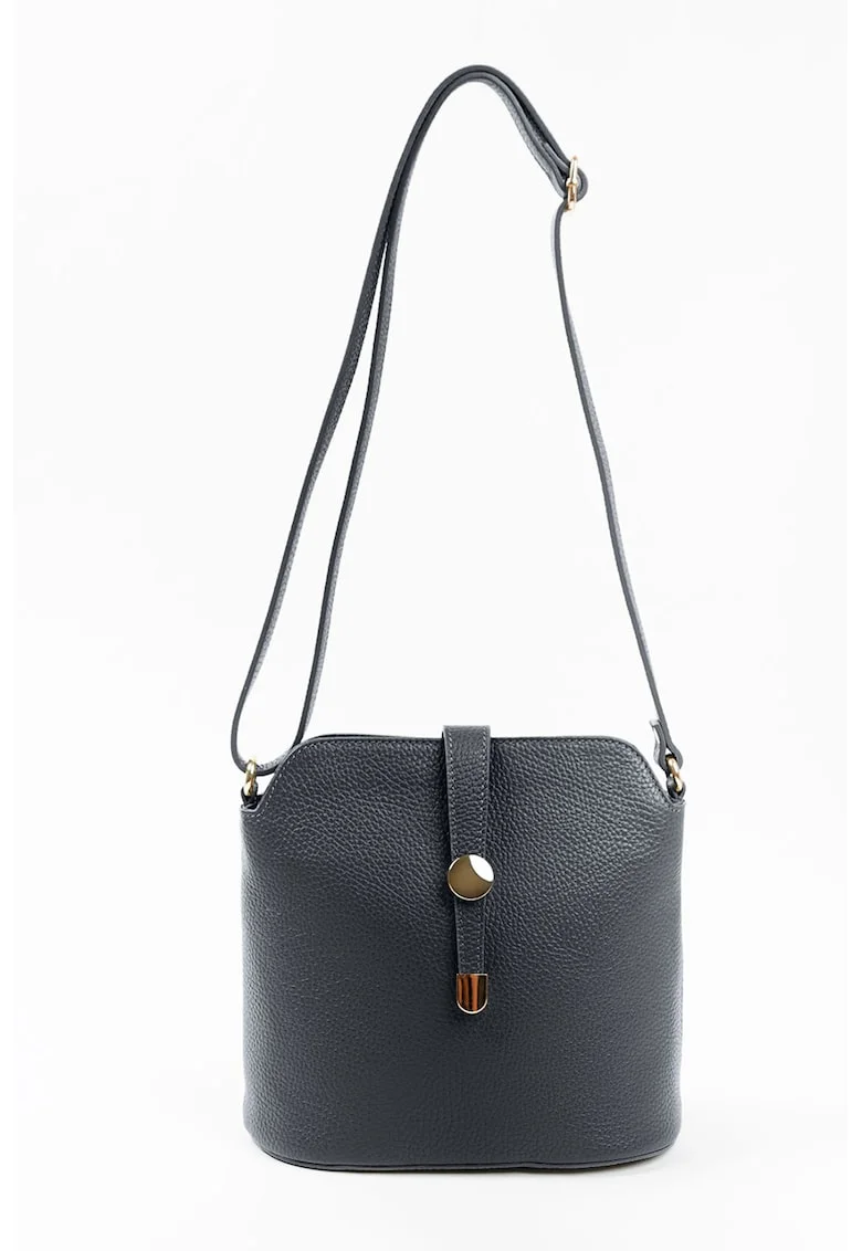 Geanta crossbody de piele cu bareta ajustabila, Negru