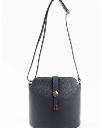 Geanta crossbody de piele cu bareta ajustabila, Negru