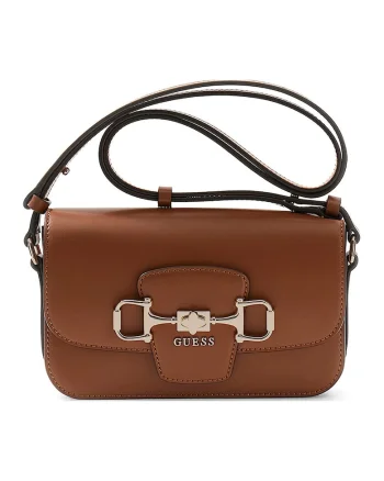 Geanta crossbody de piele ecologica cu logo Janie, Maro scortisoara