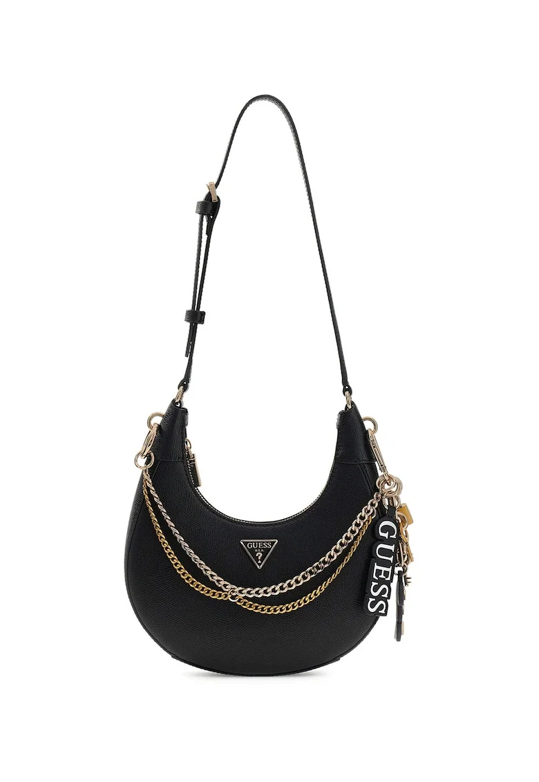 Geanta crossbody din piele ecologica cu pandantive Davina, Negru