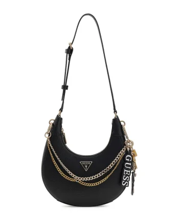 Geanta crossbody din piele ecologica cu pandantive Davina, Negru