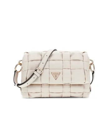 Geanta crossbody cu aspect impletit, Crem