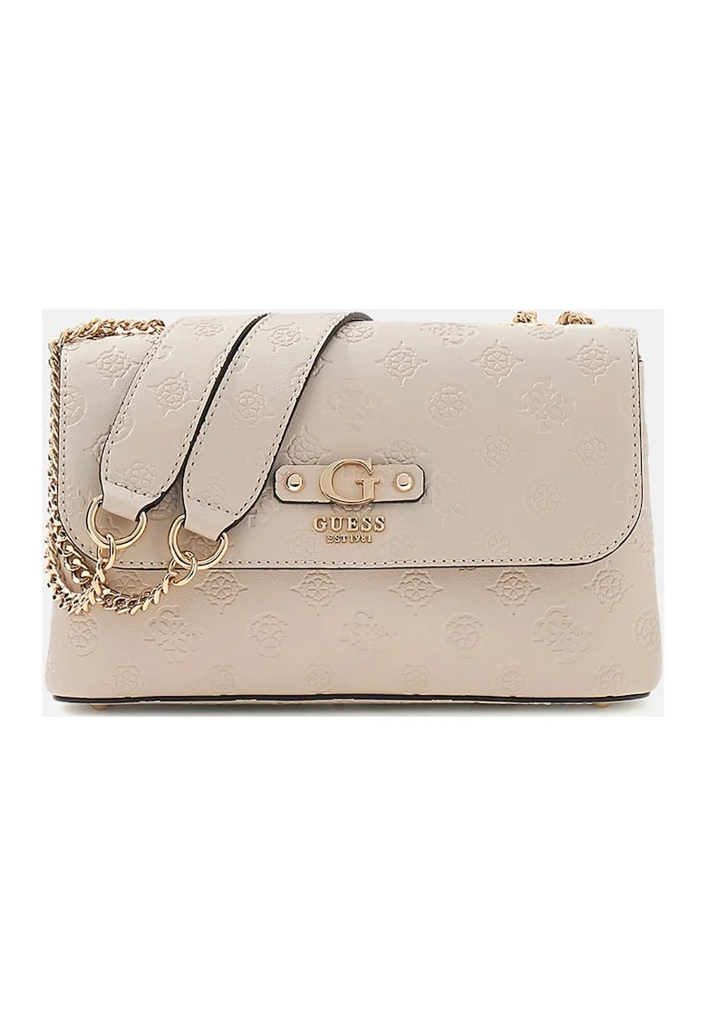Geanta crossbody din piele ecologica cu monograma Dita, Maro nisip