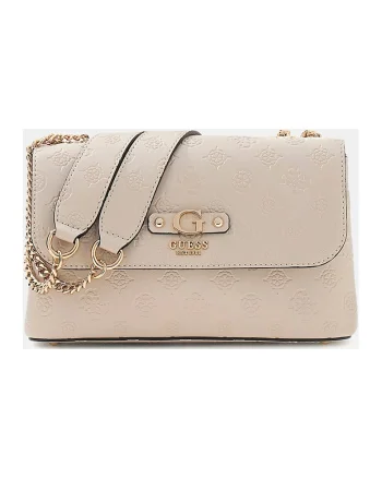 Geanta crossbody din piele ecologica cu monograma Dita, Maro nisip