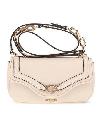 Geanta crossbody de piele ecologica cu clapa, Negru/Crem