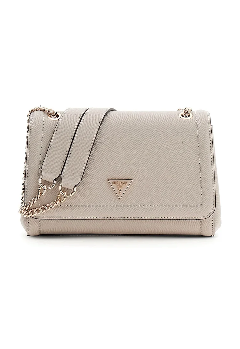 Geanta crossbody din piele ecologica cu bareta din lant Noelle, Maro taupe deschis