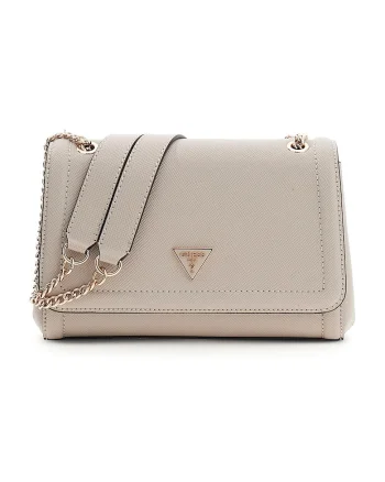 Geanta crossbody din piele ecologica cu bareta din lant Noelle, Maro taupe deschis
