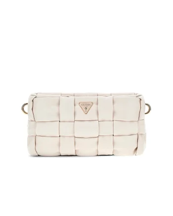 Geanta crossbody cu aspect impletit, Crem