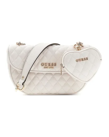 Geanta crossbody cu aspect matlasat Atabey, Alb fildes