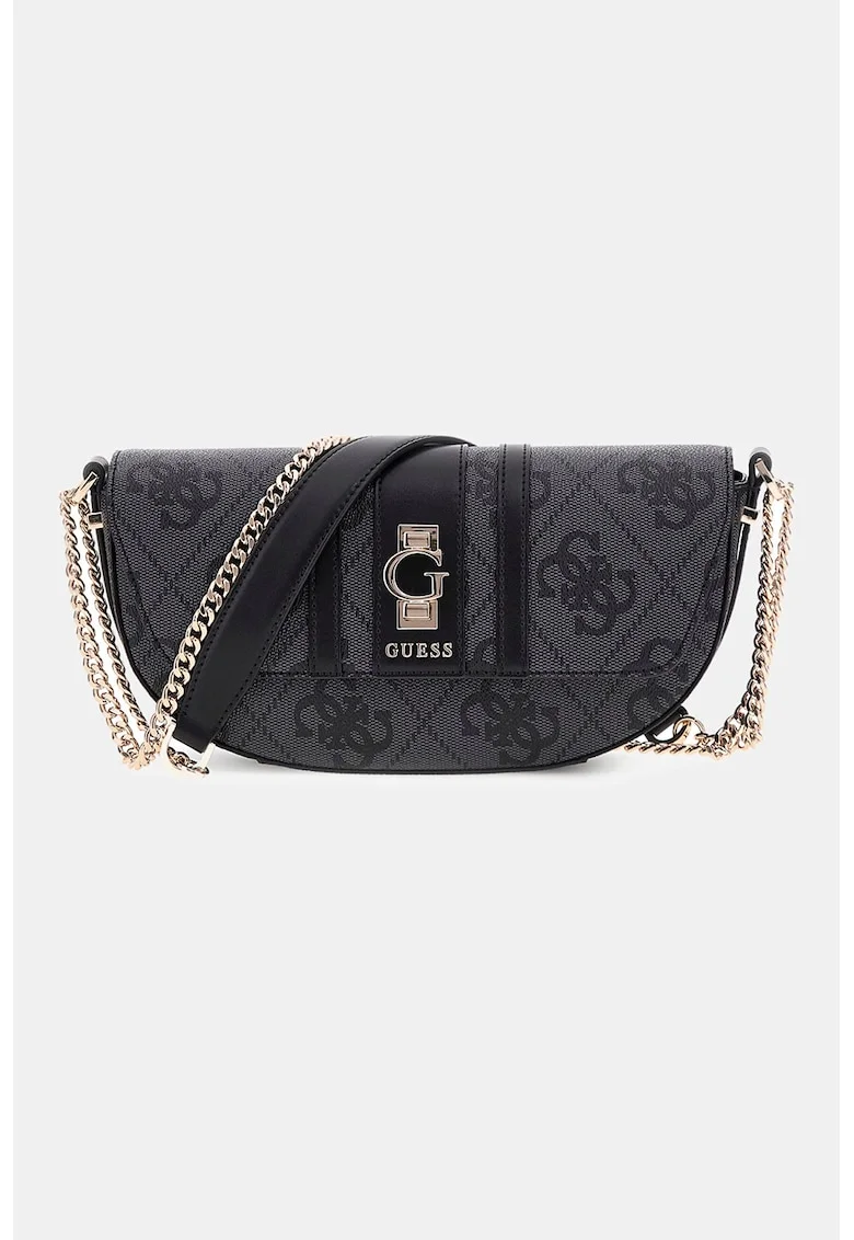 Geanta crossbody cu model logo, Gri inchis