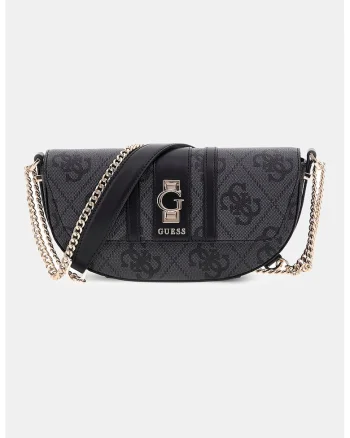 Geanta crossbody cu model logo, Gri inchis