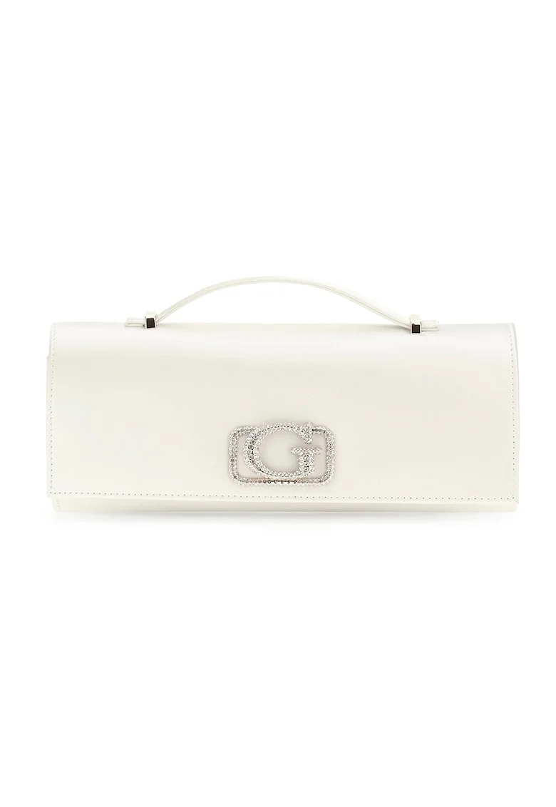 Geanta crossbody cu bareta lant, Alb optic